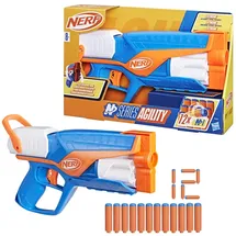Hasbro Nerf N Series Agility Blaster, leichte Bauweise mit rotierender Trommel und Spannschlitten für extra Lange Reichweite, 12 Darts,