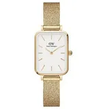 Daniel Wellington Quadro Pressed Evergold Uhr (mit goldenem Mesh-Armband) Damenuhren Schwarz Damen