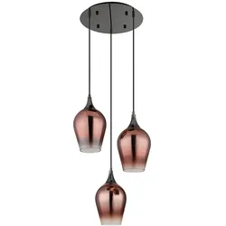 Pendelleuchte Hängelampe Deckenleuchte Esszimmer Metall Glas Rot 3-Flammig