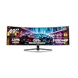CRUA 49" Curved Gaming-Monitor, Ultrawide Curved Monitor,DQHD(5120 x 1440),144 Hz/165 Hz,120% sRGB,1500R,32:9,FreeSync,höhenverstellbarer Ultra-Breitbildmonitor,HDMI 2.1 & DP 1.4,Wandmontage–Schwarz