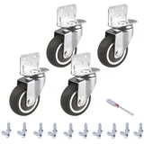 L-Rollen für Möbel 4 Stück TPE Gummi Universalrollen leises Möbelrollen Kugellager rollen für palettenmöbel grau Lenkrollen Für Auszügen oder Schubkästen Krippen (25mm,Schwenkräderx4)