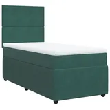 vidaXL Boxspringbett mit Matratze Dunkelgrün 100x200 cm Samt