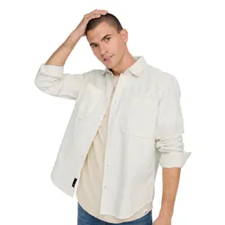 Only & Sons Herren Freizeit Hemd ONSALP Relaxed Fit Weiß 22024716 S