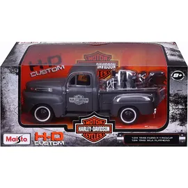 MAISTO 32185 - Ford F1 Pick-Up '48 & Harley WLA Flathead '42 schwarz 1:24