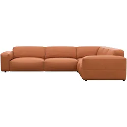 FLEXLUX Ecksofa »Lucera, super bequem durch hochwertigen Sitzaufbau mit Kaltschaum«, modern & anschmiegsam, L-Form, Designsofa FLEXLUX Modern Cognac Brown