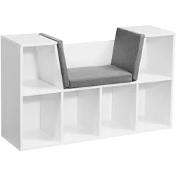 FineBuy Design Regal mit Sitzfläche 101,5x61,5x30cm Weiß Schuhregal Standregal