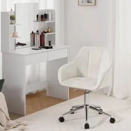Woltu Drehstuhl Samt Weiß