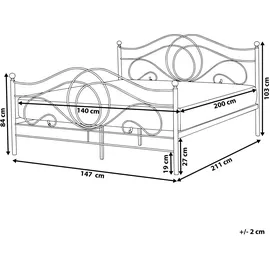 Beliani Bett mit Lattenrost Metall Lyra 140 x 200 cm