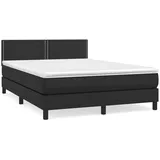 vidaXL Boxspringbett mit Matratze Schwarz 140x200 cm Kunstleder