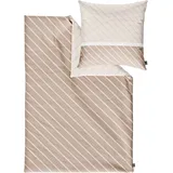 IBENA Satinbettwäsche gestreift Beige 140 x 200 cm + 70 x 90 cm