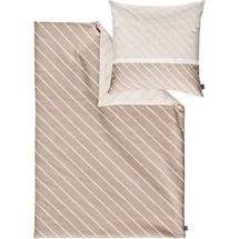 IBENA Satinbettwäsche gestreift Beige 140 x 200 cm + 70 x 90 cm