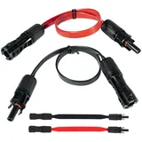 2 Stück Solarkabel Fensterdurchführung 6mm2 Flachkabel, 35cm Kabel Solar Verlängerungskabel mit Stecker und Kupplung, Schwarz & Rot PV Flach Solarkabel für Solarmodulen und Wechselrichtern