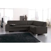 DOMO collection Ecksofa »Alisson, zeitlose Optik, flache Armlehnen, L-Form« fester Sitzkomfort, wahlweise mit Bettfunktion grau
