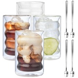 ALINK 350ml Doppelwandige Latte Macchiato Gläser Set,Borosilikatglas Kaffeetassen Glas 4er Set,Kaffeeglas Teegläser für Cappuccino,Latte,Tee,EIS,Eistee,Iced Americano,Milch,Saft