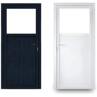 EcoLine Nebentür - Nebeneingangstür - Tür - 2-Fach, 1/3 Glas, 2/3 Füllung, außenöffnend innen: weiß/außen: anthrazit BxH: 800 x 2000 mm DIN Links