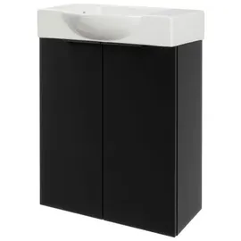 Fackelmann Waschtischunterschrank 2 Türen 52 x 60 x 24,3 cm Schwarz Matt