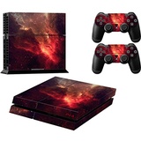 DOTBUY PS4 Skin Aufkleber Sticker Design Folie schützende Haut Schale für Sony Playstation 4 Konsole und 2 Dualshock Controller (Red Universe)