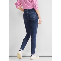 STREET ONE Damen Style York Jeanshose Slim und High, Brilliant Indigo Random wash, 26W /30L - 26W / 30L