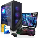 SYSTEMTREFF Gaming Komplett Set - Core i5 12400 - AMD RX 6600 8GB - 16GB DDR4 - 512GB M.2 NVMe + - 27 Zoll TFT - Windows 11 Pro - Desktop PC