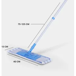 Bestlivings Bodenwischer Set inkl 4 Ersatzbezüge - Wischmopp mit Fußklick 360 Grad Gelenk für alle Ecken - Komfort Bodenreiniger Flachmopp Wischmopp