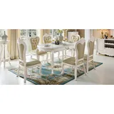 JV Möbel Barock Antik Stil Esstisch 90 x 82 cm weiß