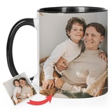 Wanapix | Personalisierte Tasse mit Foto/Text | Bedrucken/Fototasse/Motivtasse/Werbetasse/Firmentasse | Personalisierte Geschenke | 325ml | Becher aus Keramik | SCHWARZ