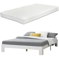 [en.casa] En.Casa, Bett, Raisio 140x200 cm mit Kaltschaummatratze Weiß