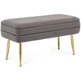 BIZZOTTO Truhenbank Pavlina Samt Grau 80 x 42 x 37 cm