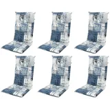 Gardissimo Hochlehnerauflage 6 er Set 2112 Gartenstuhl Auflagen Kissen Polster Hochlehner blau, (Spar-Set, 6 St., 6 Auflagen), für Hochlehner-Stühle UV-beständig inkl. Bindebänder und Haltebänder blau