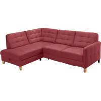 Ecksofa EXXPO - SOFA FASHION "Elio, kompakt und komfortabel, bequem, zeitloses Design, L-Form" Sofas Gr. B/H/T: 228cm x 84cm x 174cm, NaturLEDER, Ottomane links, ohne Bettfunktion und Bettkasten, rot (bordeaux) wahlweise mit Bettfunktion und Bettkasten