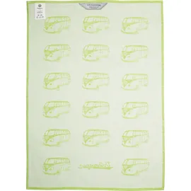 VW Collection - Volkswagen Geschirr-Abtrocken-Küchen-Handtuch-2er Set im T1 Bulli Bus (Bulli Parade/Grün)