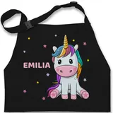 Kinderschürze Schürze Kinder Jungen Mädchen - Einhorn Unicorn - 2-6 Jahre - Schwarz - name kochschürze personalisierte personlisierte 2 einhörnern und personalisiertes motiv einem geschenke - 2-6 Jahre