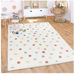 Kinderteppich Kinderteppich Waschbar Rutschfest Punkte Muster, Paco Home, Rund, Höhe: 24 mm bunt