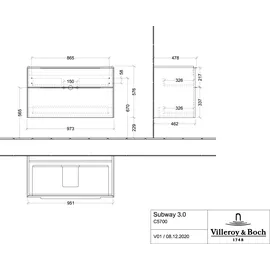 Villeroy & Boch Subway 3.0 Waschtischunterschrank, 2 Auszüge, C57000RH