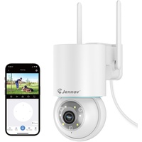 Jennov 5MP Überwachungskamera Aussen WLAN, 2,4/5GHz Dualband WiFi IP Kamera Outdoor mit 360°-Ansicht, PIR Menschenerkennung, Automatische Verfolgung, 24/7-Aufzeichnung, 2-Wege-Audio, Farb-Nachtsicht