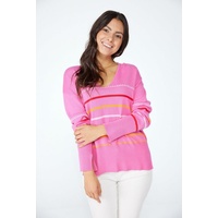 Lieblingsstück Strickpullover "KaylaEP" Gr. 40, pink (pink gemustert) Damen Pullover V-Pullover mit Streifen