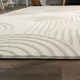 Paco Home Teppich Wohnzimmer Schlafzimmer Kurzflor Skandinavisches Boho Muster Geometrisch 80x150 cm, Creme