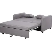 HOMCOM Schlafsofa, Schlafcouch mit Stauraum, Wurfkissen, Armlehne, 2er-Sofa mit Schlaffunktion, Leinenoptik, Gepolstert Couch mit Rollen für Wohnzimmer, Schlafzimmer, Grau   Aosom