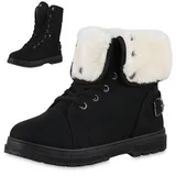 VAN HILL Damen Sneaker High Flach Schnallen Bequem Schuhe 214104 Schwarz 41 - 41 EU