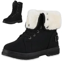 VAN HILL Damen Sneaker High Flach Schnallen Bequem Schuhe 214104 Schwarz 41 - 41 EU
