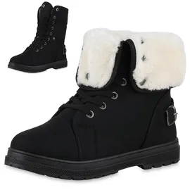 VAN HILL Damen Sneaker High Flach Schnallen Bequem Schuhe 214104 Schwarz 41 - 41 EU