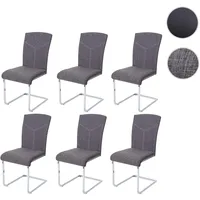 Mendler 6er-Set Esszimmerstuhl HWC-F36, Freischwinger Küchenstuhl Konferenzstuhl ~ Stoff/Textil,