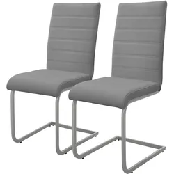 ML-Design Esszimmerstuhl Freischwinger 2er Set mit Rückenlehne Grau Kunsterlederbezug