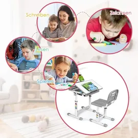 Goplus Kinderschreibtisch Set höhenverstellbar MDF rosa