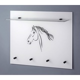 GGG MÖBEL Garderobenpaneel Pferd, aus Glas mit Ablage schwarz-weiß