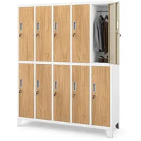 Jan Nowak Spind Metallschrank 10 Fächer 172 x 136 x 45 cm abschliessbarer Schliessfachschrank Metall Kleiderschrank mit Lüftung und Kleiderstange robuster Spind Schrank