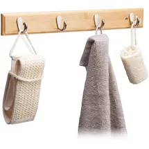 Relaxdays Hakenleiste Handtuchhalter Bambus natur 6x48,5x5cm