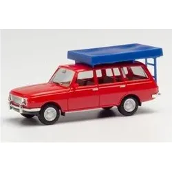 HERPA 420549 1:87 Wartburg 353 `66 Tourist mit Dachzelt im Fahrzustand, rot