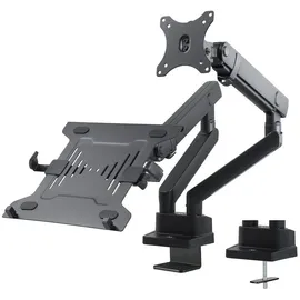 Maclean Brackets Maclean MC-813 Monitorhalter mit Gasfeder Laptop Halterung Tischhalterung Monitorarm Monitorständer VESA 75x75 100x100 17"-32" Für 1 Monitor und 1 Laptop