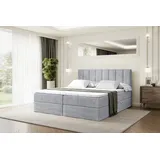 altdecor Boxspringbett mit Matratze und Topper, Polsterbett mit Bettkasten, Bett mit Stauraum H3-Matratze, Doppelbett, Springboxbett OTTA - 180x200 - Grau Monolith 84